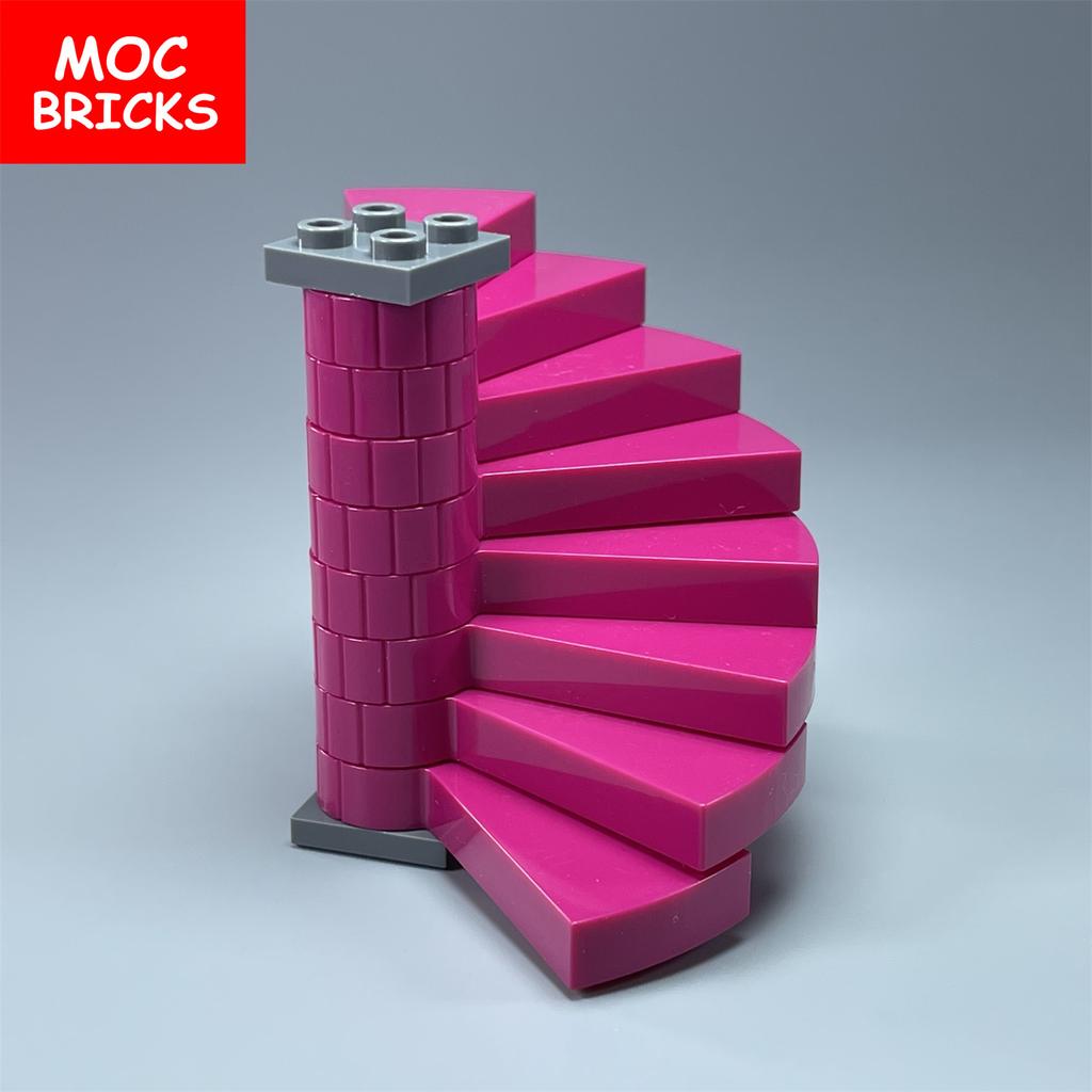 Набор MOC Кирпичи Город Замок Лестница Винтовая Ступенька 40243 Опора 1x1x5 40244 Собираемые Частицы Строительные Блоки
