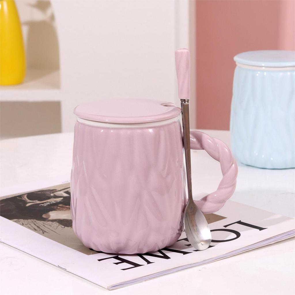 High Looking Mug Girl Heart Cute Cup Couple Ceramic Cup Embossed Creative Water Cup Office Coffee Cup