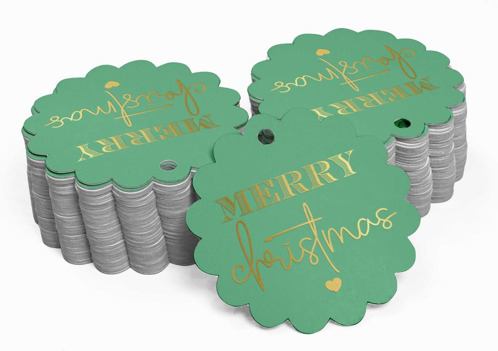 Inkdotpot Real Gold Foil Merry Christmas Tags Favor Hang Paper Tags 100