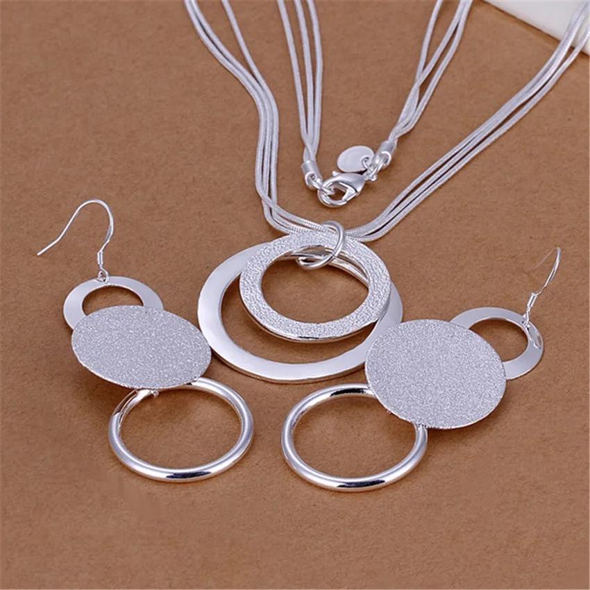 Charms Wedding 925 Sterling Silver Jewelry Fashion Pretty Pendant Necklace Earring Women Party Set Quality Stamped