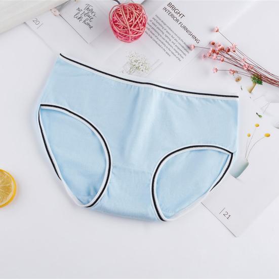 Cute Girls Solid Color Low Waist Slim Panties Breathable Cotton Underwear Briefs