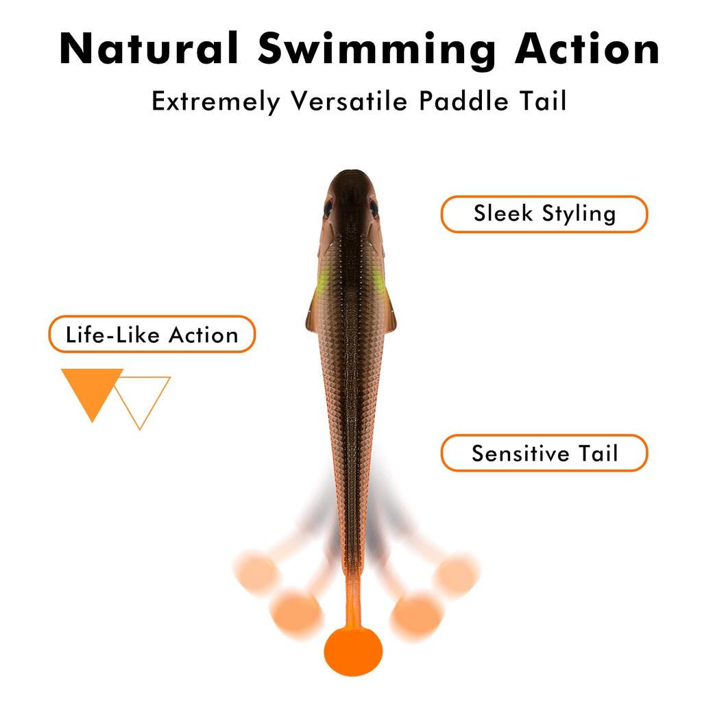 TRUSCEND Мягкая приманка с хвостом-лопаткой Swimbait, светящаяся в темноте, мягкая приманка Jerkbait Ultimate Attraction 12 шт., -