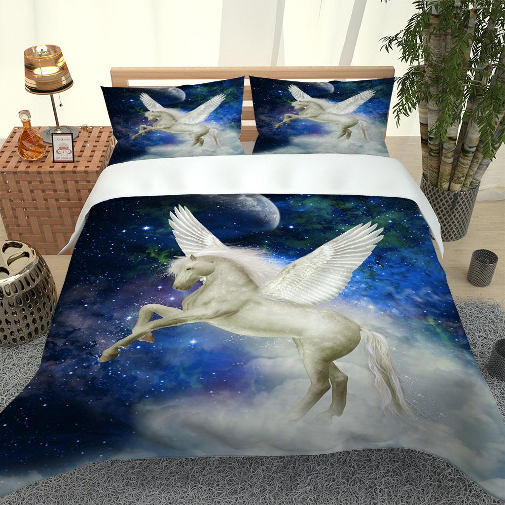 Single Duvet 3D Printed Animal Horse Duvet Cover Collection Queen Size Bedding Collection With Pillowcase Twin Full King Microfiber Comforter