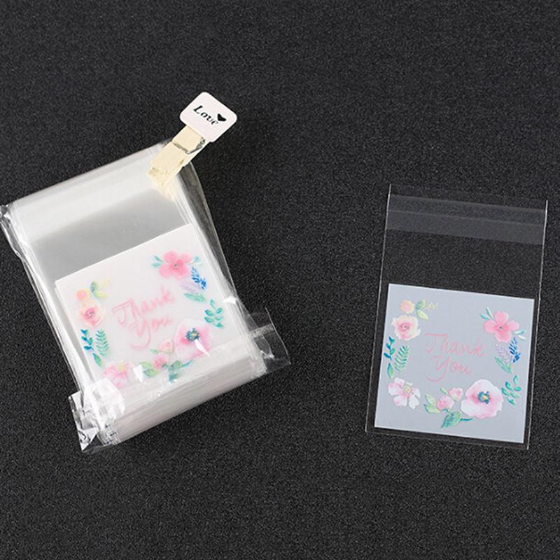 Свадьба День рождения Вечеринка 100 шт./упаковка Спасибо Конфеты Печенье Мешочки Самоклеящиеся Упаковка Печенья Подарочный Мешок MIT