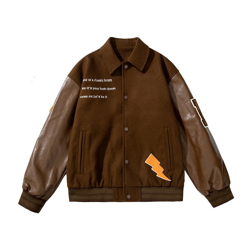 Мужская бейсбольная куртка с трехмерным рисунком, мужская модная шерстяная куртка с цветовым сочетанием, качественное флокирование