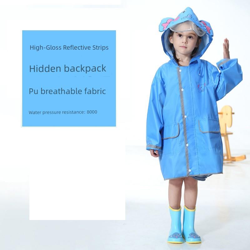 Children's Raincoat Baby Raincoat Boys Girls Kindergarten Rain Poncho Primary School Students Cartoon Raincoat with Backpack Space and Large Brim