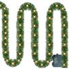 Nerosun 14.8 FT Artificial Christmas Garland, 50 Pre-Lit LED Mini String Lights Battery Operated Xmas Garland for Home Stair Railing Indoor Wedding