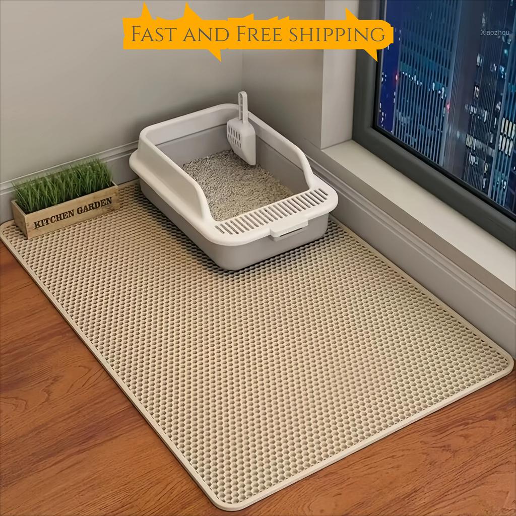 Cat Litter Mat Double Layer Cat Litter Pad Waterproof Anti-Slip Sand Bowl Filter Mat Sandbox Mat for Cat Multiple sizes