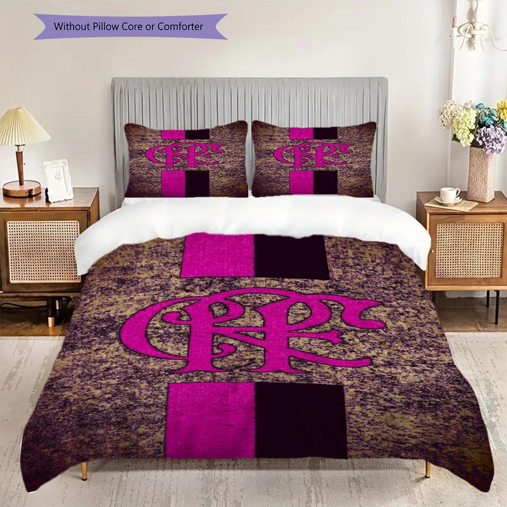 Dynamic Cr Logo Illumination Bedding (1 * duvet cover + 2 * pillowcase, without core) 2D Flat Christmas birthday gift Soft and comfortable Bedding set