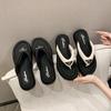 Flip-flops Women's Outer Wear 2025 New Summer Soft Flat-bottomed Beach Shoes Fashion Pinch Foot Cool Slippers