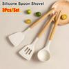 3Pcs/set Non-Stick Silicone Spoon Shovel Heat Resistant Non-slip Cooking Turner Spatula Colander Beige Kitchen Utensils Cookware