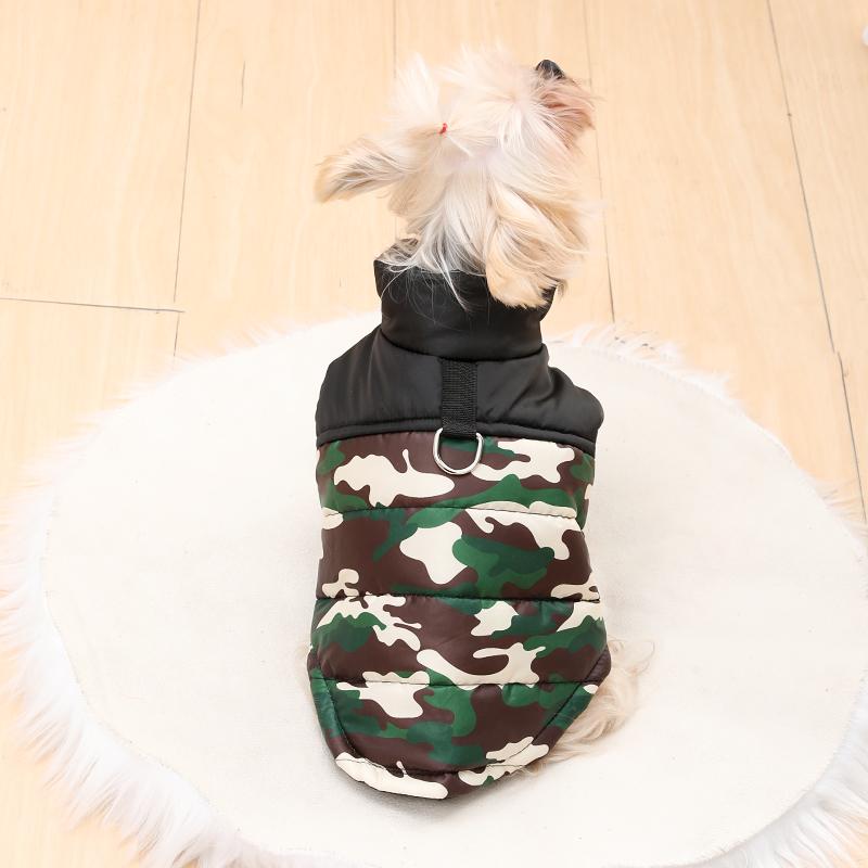 Теплая куртка для собак, зимняя камуфляжная одежда для маленьких и средних собак, ветрозащитная с D-образным кольцом, пальто для домашних животных, костюм для чихуахуа и йоркширского терьера