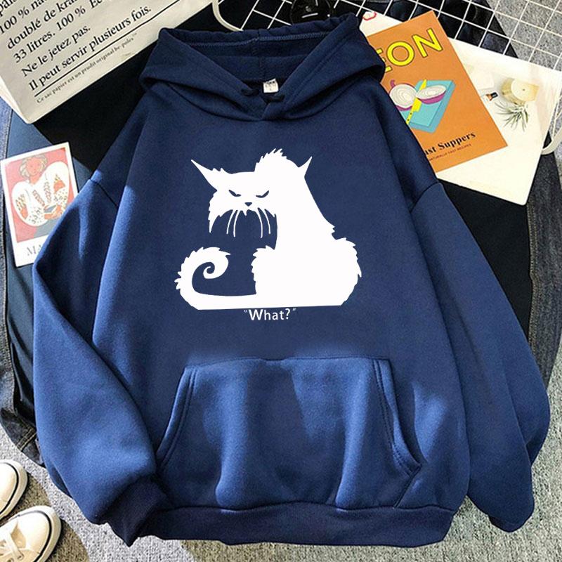 Кот Что? Толстовки с принтом Унисекс/Женские толстовки Повседневная толстовка с капюшоном Индивидуальный пуловер(Отправка в течение 48 часов)