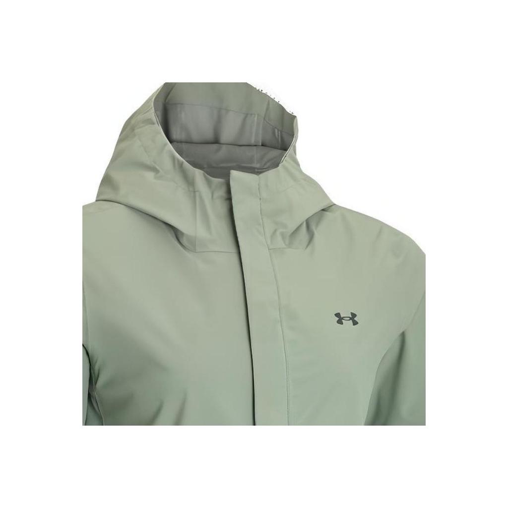 Under Armour Solid Color Simple Logo Print Hooded Zip Long Sleeve Jacket Women Jackets Jungle-Green 1376067-504