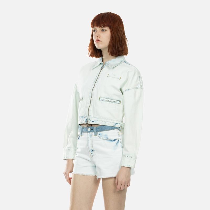 Evisu SS24 Модная джинсовая куртка с цветочным принтом и нашивкой с логотипом для женщин, джинсово-синяя 2ESHTW4DJ4056FFDN