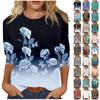 Women's Tops 3/4 Sleeve Crewneck Fashion Loose Cute Shirts Casual Print Trendy Blouses Tshirts Summer Pullover