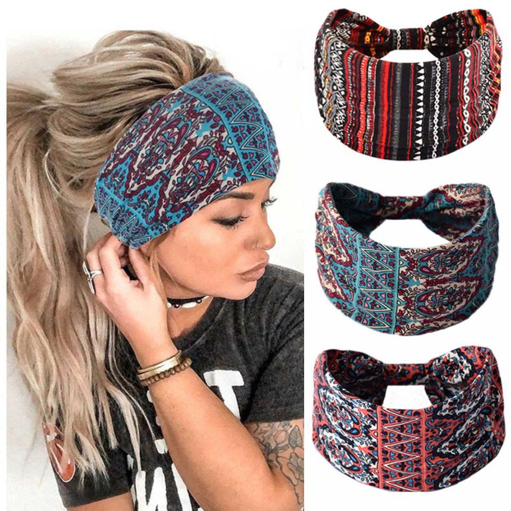 Boho Print Wide Headbands Extra Large Yoga Headband Fashion Twisted Headbands Hair Accessories