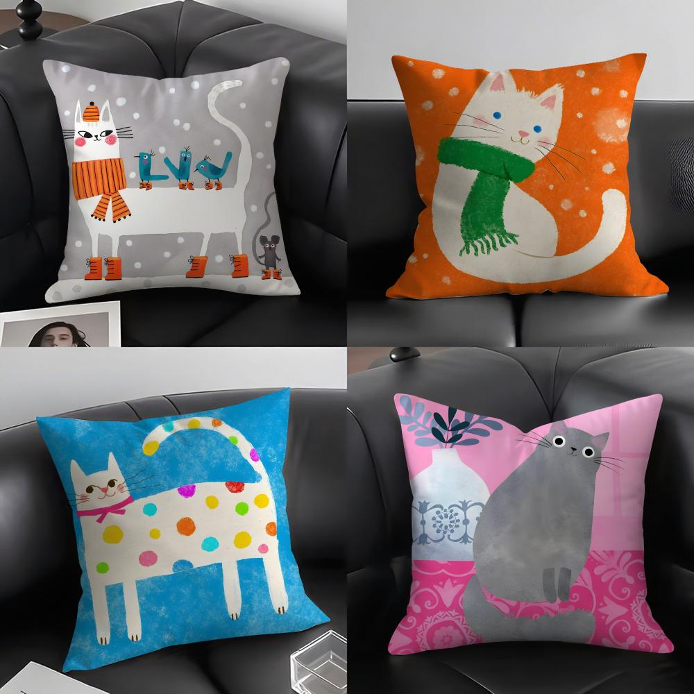 Cat Cute Cushion Cover Pillowcase Ultra Soft Skin Friendly Fabric Cloud Like Comfort Concealed Zipper