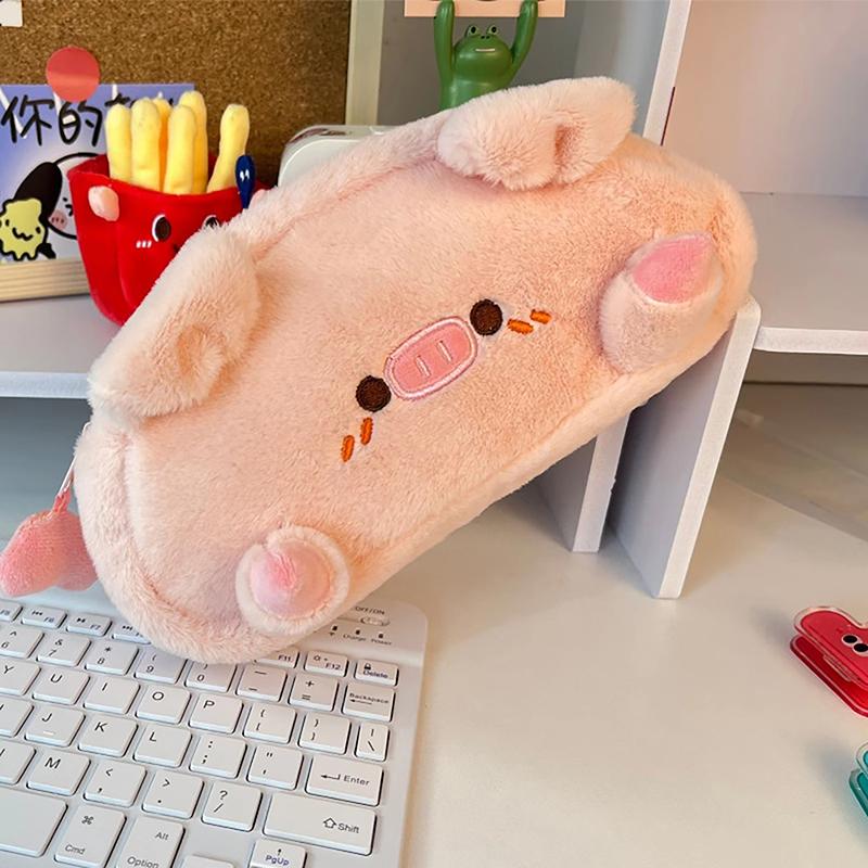 Плюшевый розовый пенал Piggy Pencil Case Creative Korean Student Pencil Bag