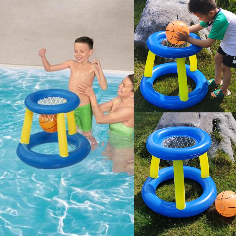 Childrens Inflatable Floating BasketBall Hoop Toss Kids Swimming Pool Toy