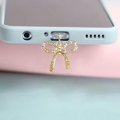 1 шт. Заглушка для защиты от пыли для мобильного телефона Простая с бриллиантовым сердцем Круглая Полая Модный сплав Подвеска Подходит для iPhone, Type-C