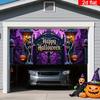 2D door banner, Halloween garage cover, with black iron frame and gold decoration