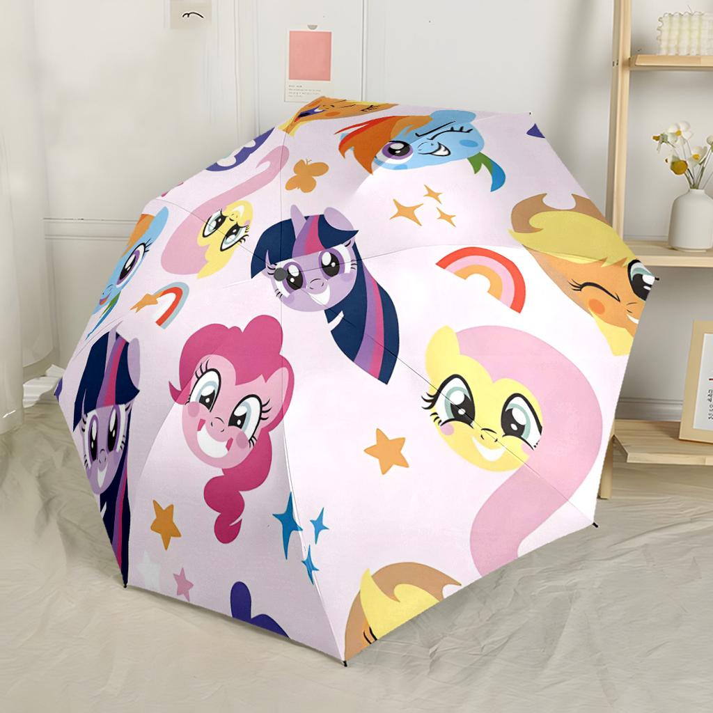 My Little Pony Friendship Portable Automatic Umbrella Folding Umbrella with 8 Ribs Sturdy Construction All-Season Use Fashion Lovers Gift