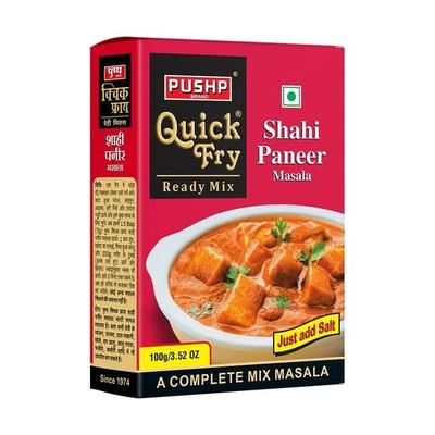 Pushp Brand | Быстрообжаренная приправа Shahi Paneer Masala | Готова к приготовлению | Коробка 100 г | Ароматная смесь специй | Полная смесь масала