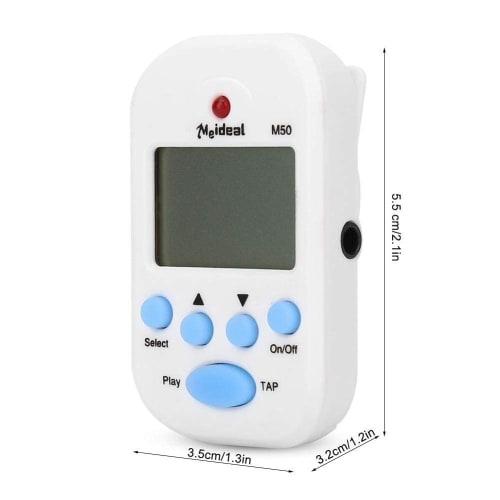 Meideal M50 Mini Digital Metronome, Digital Tempo, 30-280 Bpm, 0-9 Beat Values, High Volume, Clip-on, 5.5 X 3.2 X 3.5 Cm, Compact, Plastic, Compatible