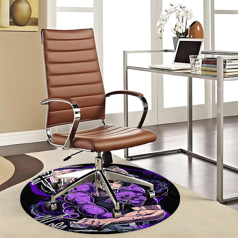 1pc My Hero Academia Shoto Todoroki Round Carpet - Anime Cartoon Design Chair Mat, Non-Slip Rug for Office, Home Decor, Living Room