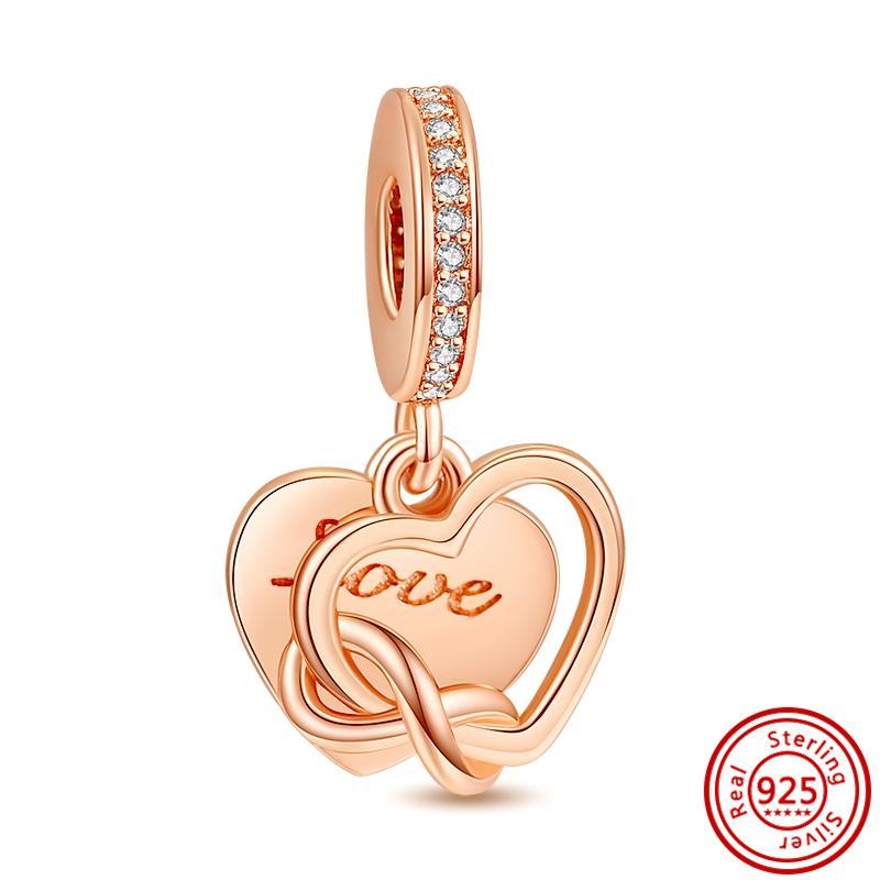 Новый серебряный кулон S925 «Луна, дерево, я люблю маму», блестящие бусины с паве, подходят для оригинальных подвесок, браслетов, «сделай сам», для женщин, ювелирных изделий