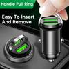 Mini Pull Ring Car Charger Dual USB Fast Chargingfor IPhone Huawei Xiaomi Samsung QC 3.0 Phone Convenient Charger Adapter