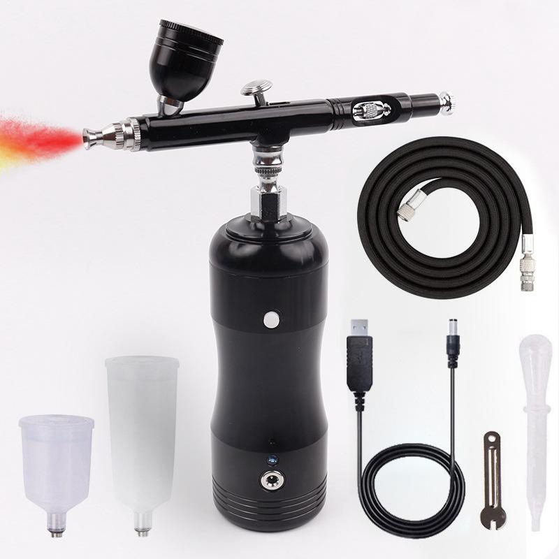 Портативный комплект аэрографа с компрессором и веревочным пистолетом-распылителем Перезаряжаемый распылитель двойного действия двойного назначения