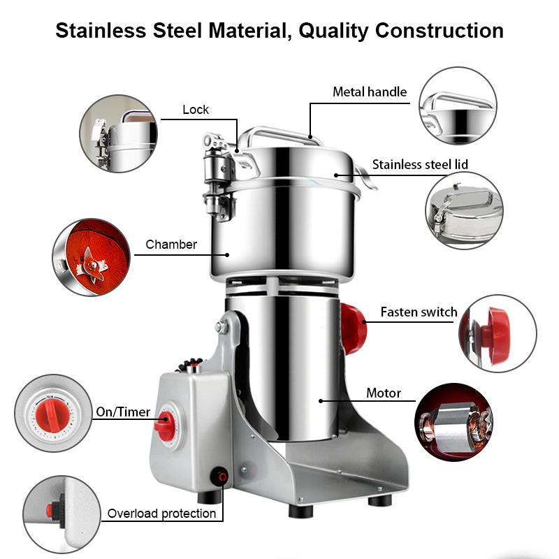 BioloMix 800g 700g Grains Spices Hebals Cereals Coffee Dry Food Grinder Mill Grinding Machine Gristmill Flour Powder Crusher