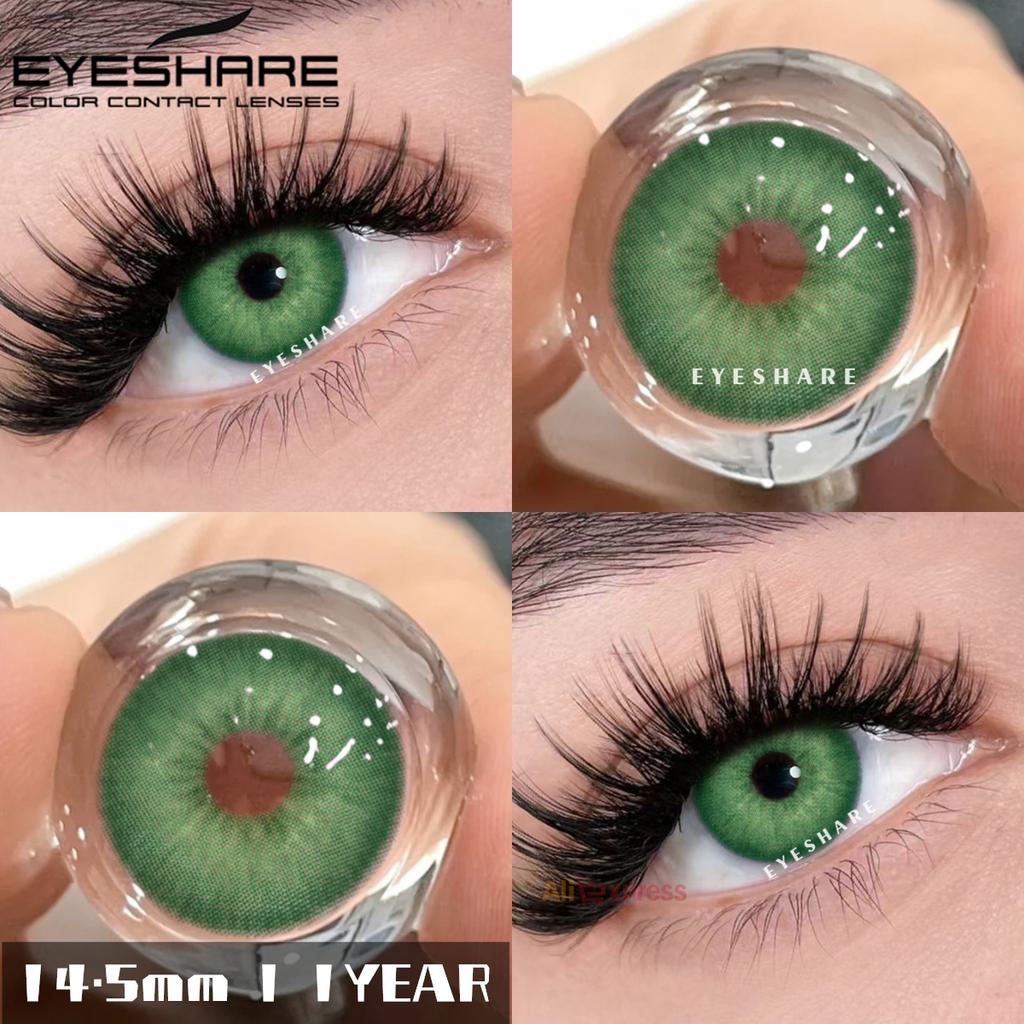 Eyeshare Цветные контактные линзы для глаз, синие линзы, серо-коричневые линзы, зеленые контактные линзы для глаз, красивый зрачок, годовые 2 шт./пара