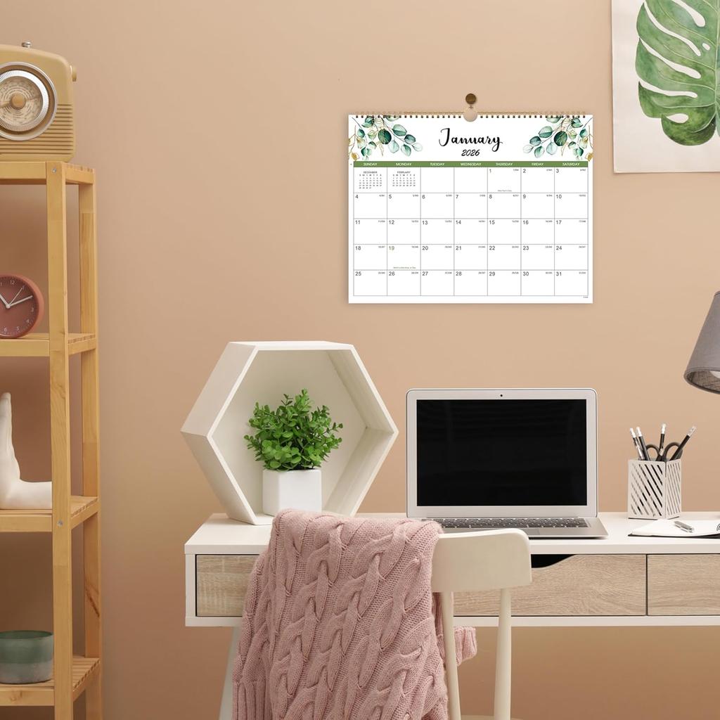 2026 Calendar - Wall Calendar 2026-2027, January 2026 - June 2027, 14.6" x 11.4", 2026 Calendar with Julian Date, Thick Paper, Twin-Wire Binding,