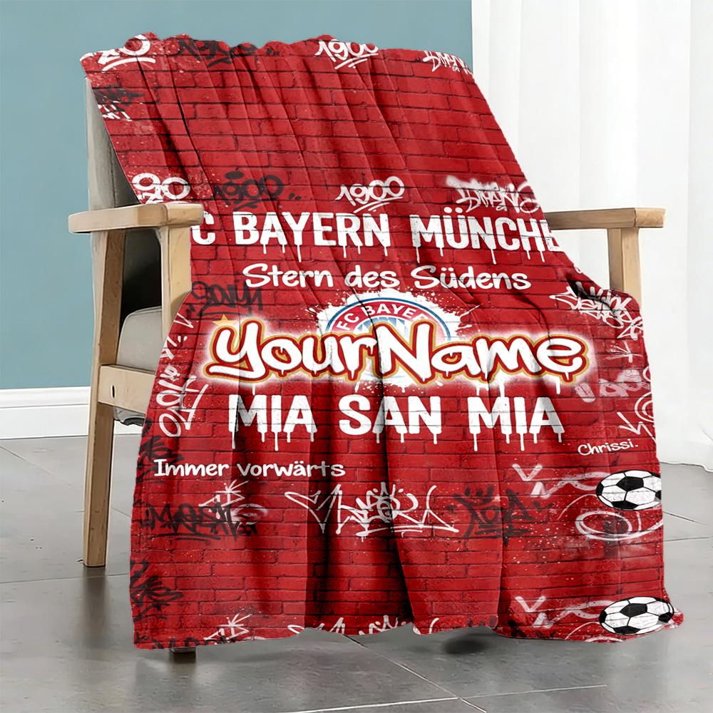 Bayern Munich Customize Your Name Blanket Throw Personalized Blanket Soft Warm Cozy Great for Couch Bed Chair Living Room Four Seasons Universal