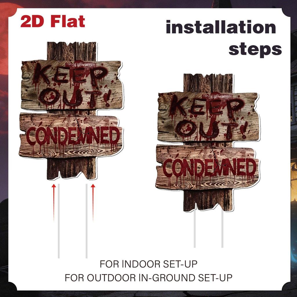 Horror Warning Halloween Garden Stake Sign for Outdoor Decoration