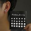 1Set Shiny Simple Wedding Stud Earrings Set For Women Men Luxury Stud Earrings Jewelry Accessories Gifts