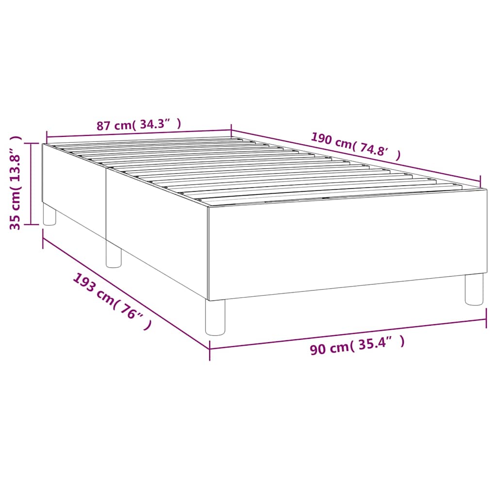 Box Spring Bed Frame Dark Green 90 x 190 cm Velvet