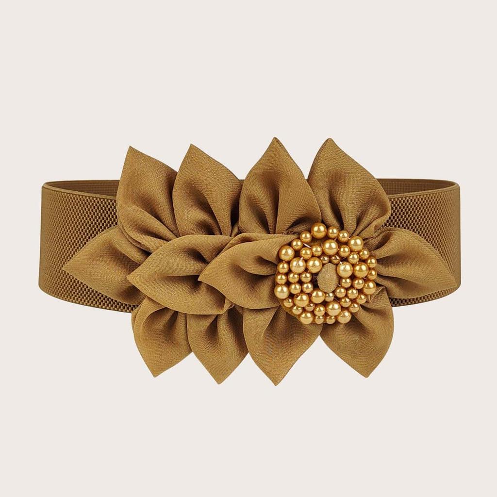 Эластичный пояс, Женская корейская версия, Декорация в виде большого цветка, Модный и универсальный, Широкий пояс, Платье, Аксессуар