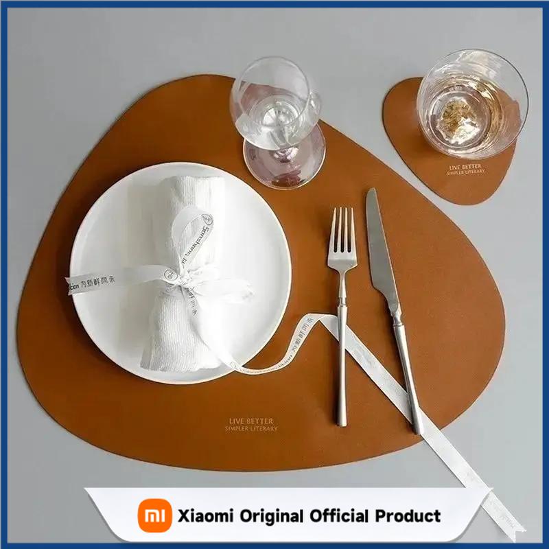 Xiaomi PU Leather Heat Insulation Non-Slip Placemat Simple Table Mat Disc Coaster Dining Table Tableware Pad Home Decor