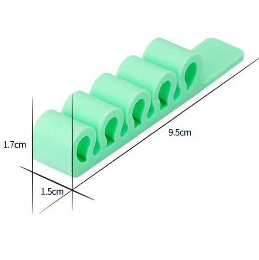 Silicone office organizer for cables, wires, pens, green