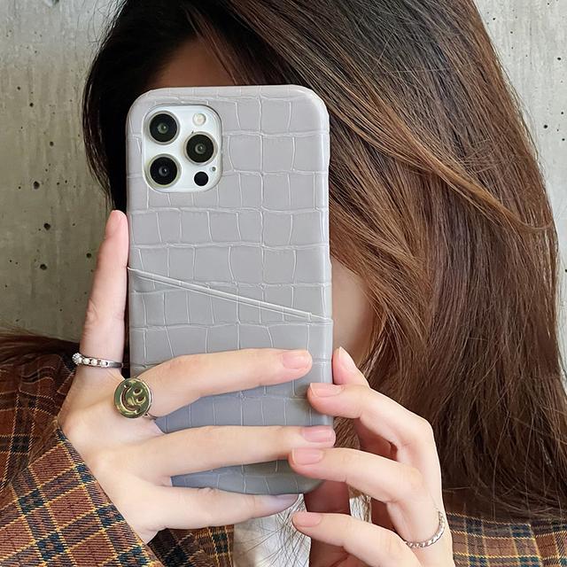 Высококачественный держатель для карт из крокодиловой кожи, мягкий чехол для телефона из искусственной кожи для Iphone 13 Mini 11 12 Pro Max, розовая задняя крышка, чехол