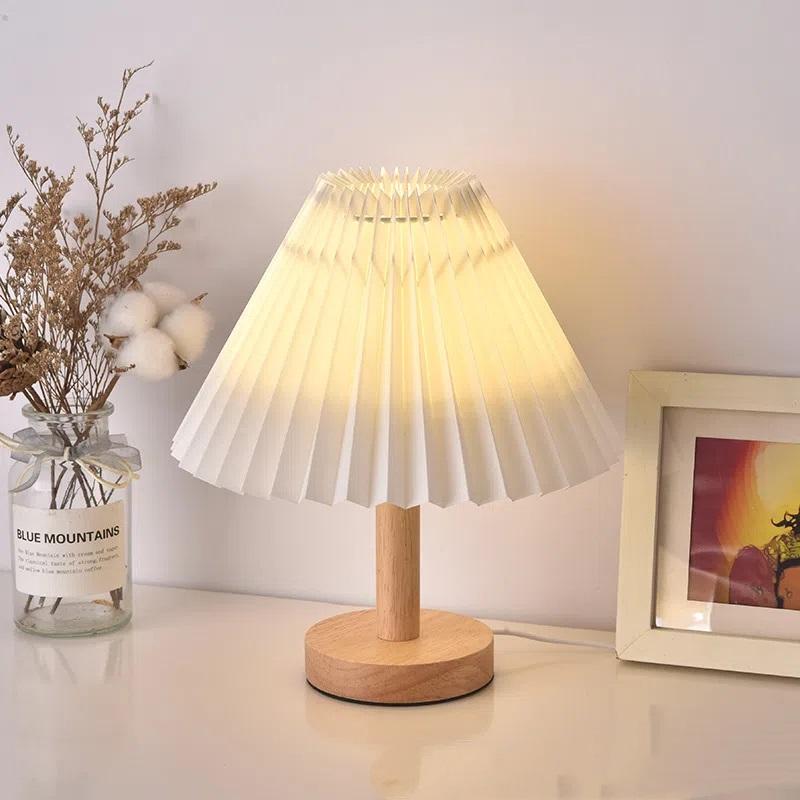 Винтажный плиссированный пульт дистанционного управления ночник скандинавский спальня настольная лампа в форме зонтика прикроватная лампа креативный подарок для домашнего декора