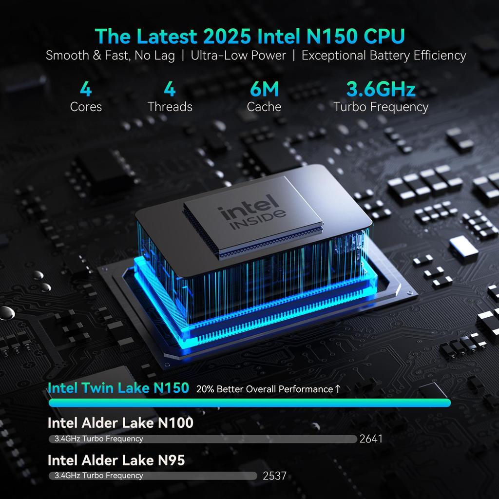 Hunidun Hibook 6 Laptop 15.6 inch 16GB+256/512GB Intel TwinLake N150 4 cores4 threads Windows11 Home Notebook