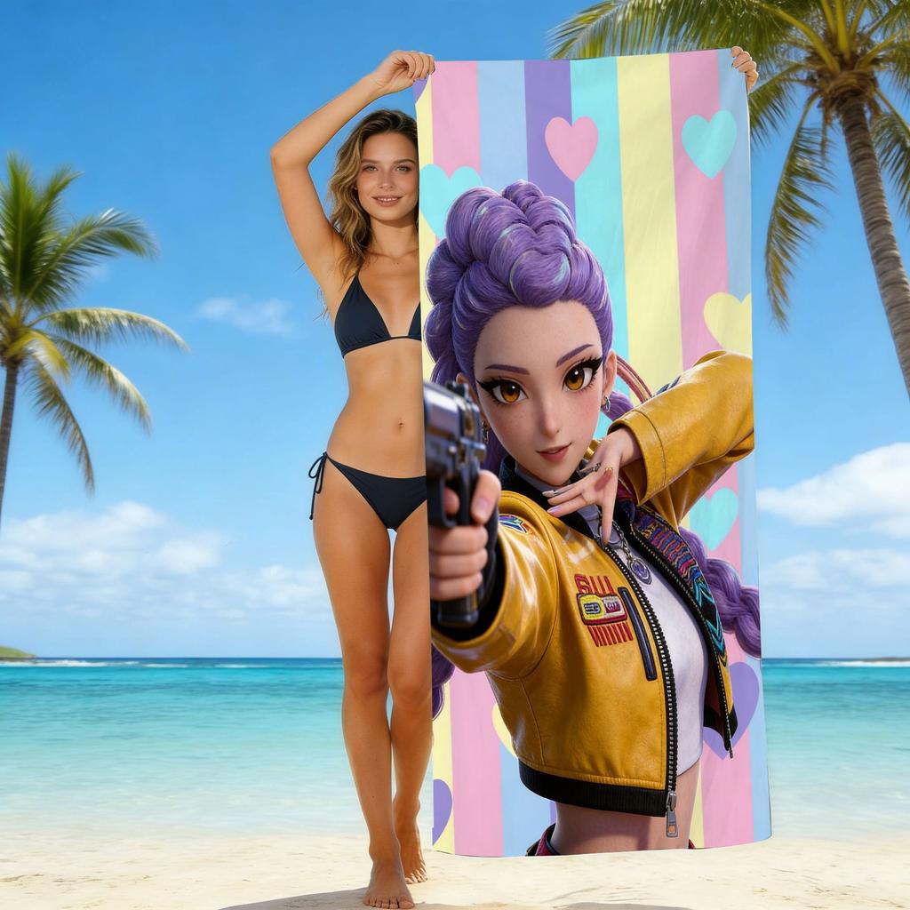 Europe And The United States Popular Witch Hunter Group Beach Towel Internet Celebrity Kpop Microfiber Beach Towel Floor Towel Bath Towel