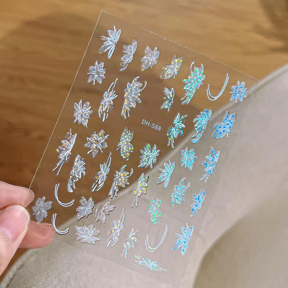 Snow Mowed Hand-painted White Flower Manicure Sticker Super Fairy White Magnolia Thin Tough Back Glue Petal Nail Sticker