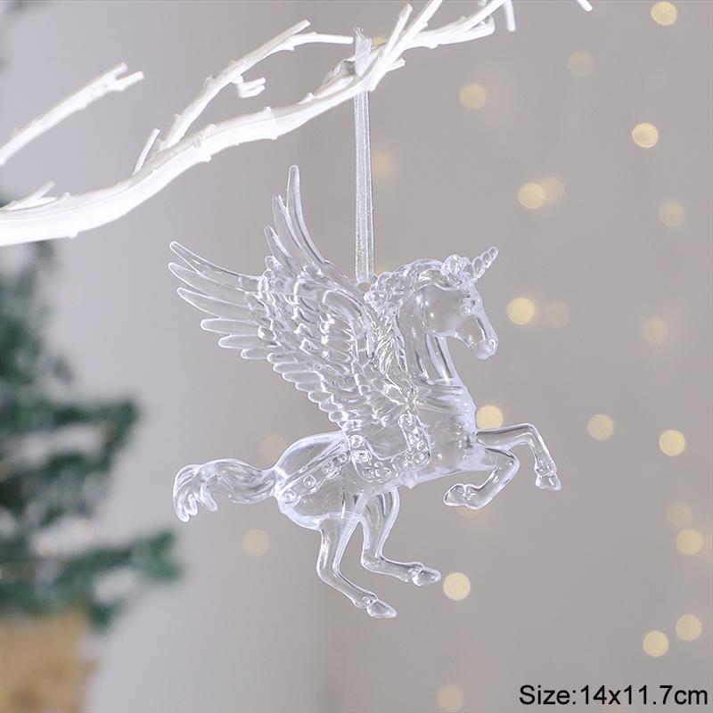 Прозрачные елочные украшения Акриловая птица Единорог Лось Снежинка Подвеска 2026 Новогодняя вечеринка Домашнее украшение Подарок