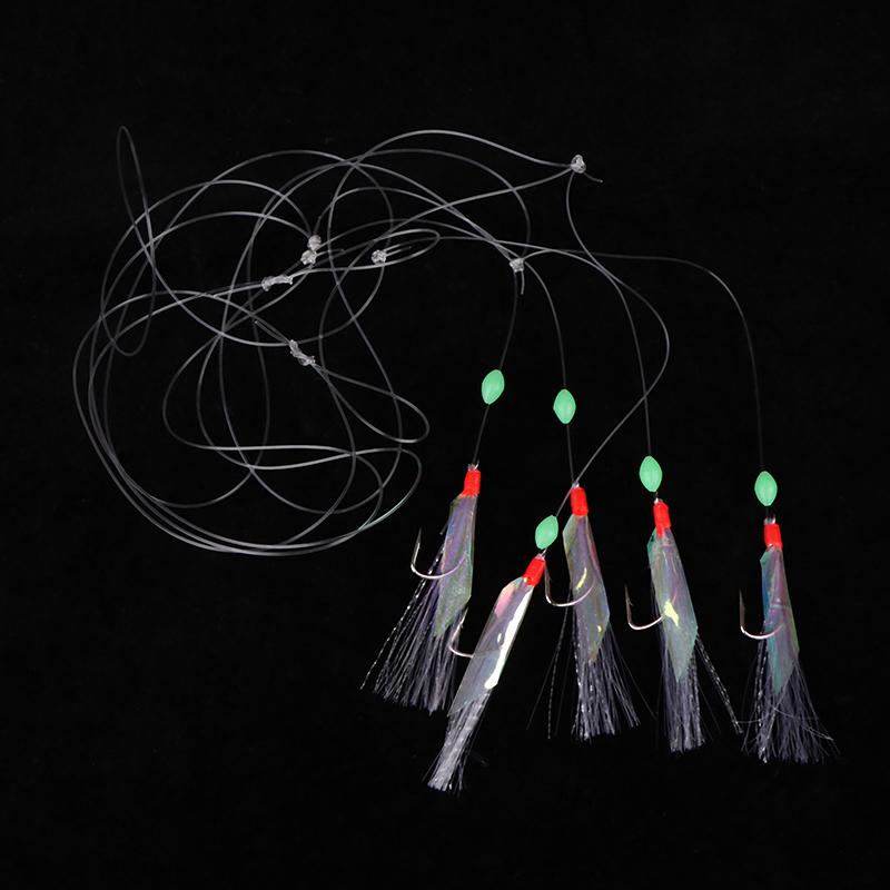 5Pcs/Pack Soft Fishing Lure Rigs Bait Jigs Lure Feather Lure Herring Bait Tool For Mackerel And Deep Sea Fishing Tackle